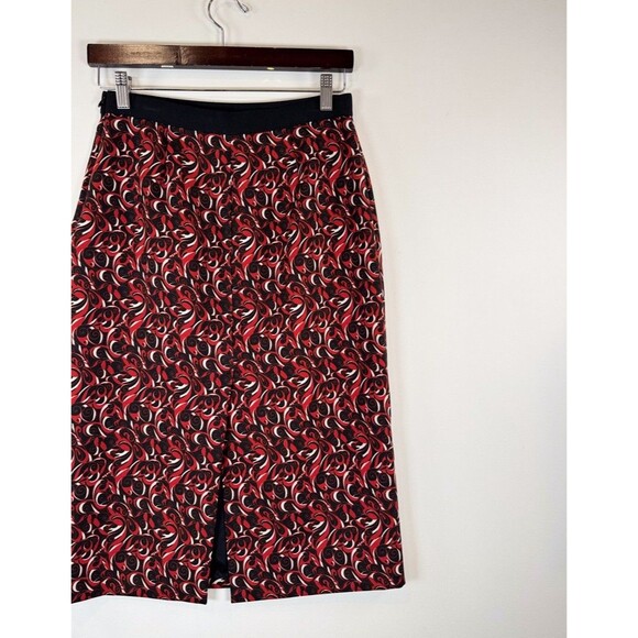 Miu Miu Womens Skirt Red FW 2000 Floral Straight Pencil Italian Pull On Small - Picture 7 of 10
